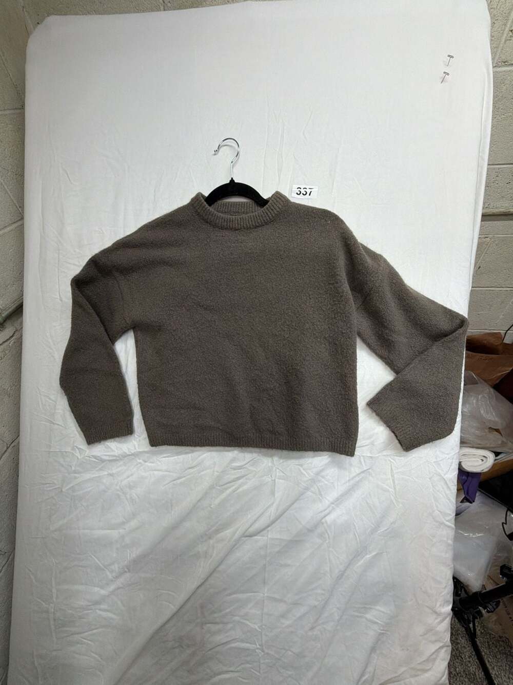 Oak + Fort Fuzzy Knit Crewneck Sweater Brown Size XS SW-7720-W